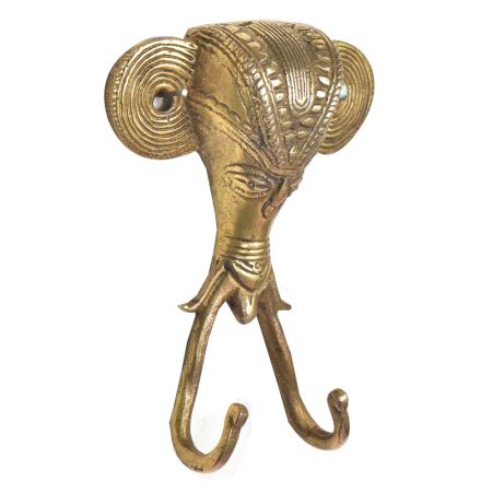 Brass Golden Tribal  Face Two Wall Hooks
