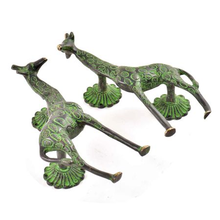 Brass Green Patina Giraffe Door Handle