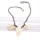 Tribal Figure Engraved 3 White Shell Necklace With Black Cord