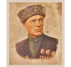 Print  of an Old German Soldier in Soviet Cap