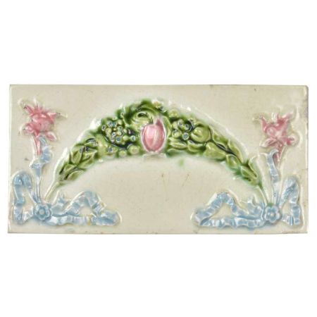 Vintage Garland Flower Embossed Ceramic Tile(Set Of 21 tiles)