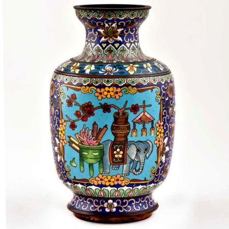 Vintage Blue Elephant CloisonnÃ© Enamel Jar