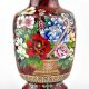 A  Cloisonne Enameled  Vase Decorated With Flowers on a Red Ground