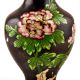 Vintage Black Cloisonne Floral Brass Vase