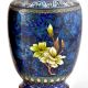 Pair of Cloisonne Vases  Blue Floral Ground With Polychrome Flower Baskets(Set of 2)