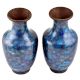 Blue Cloisonne Floral Ground With Delicate Green Flowers(Set Of 2)