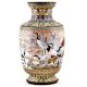 White Cloisonne Enameled  Vase White with Birds and Flowers