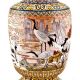 White Cloisonne Enameled  Vase White with Birds and Flowers