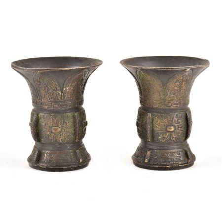 Rare Bronze Wine Vessels(Set Of 2)