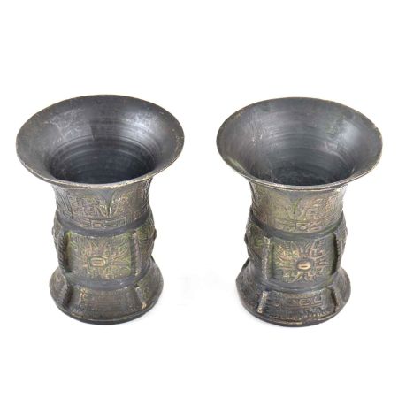Rare Bronze Wine Vessels(Set Of 2)