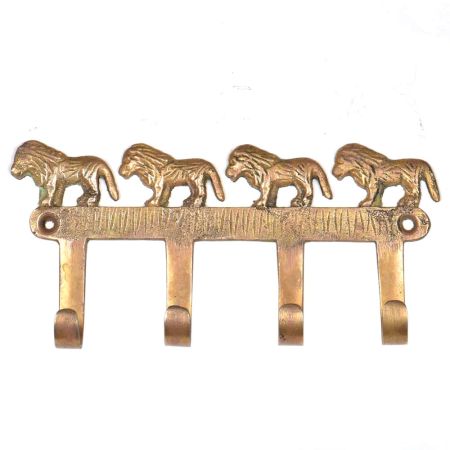 Hand Made Brass Wall Hooks With 4 Lions