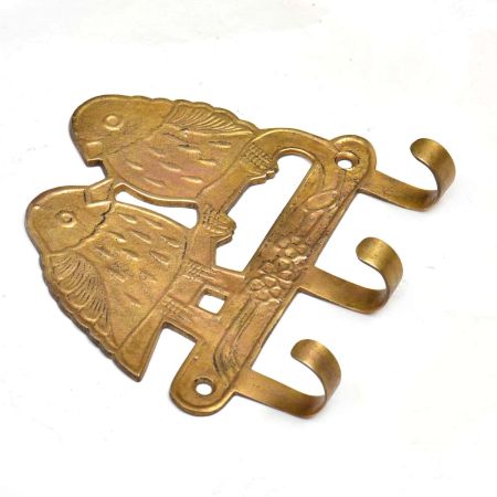 Two Birds On A Branch with 3 Hooks In Brass