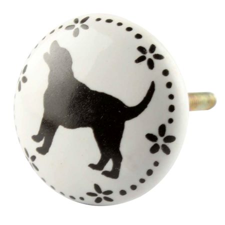 Dog Ceramic Flat Knobs