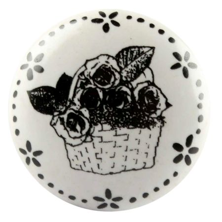 Rose In Bucket Ceramic Flat Knobs