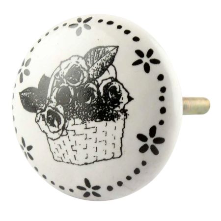 Rose In Bucket Ceramic Flat Knobs