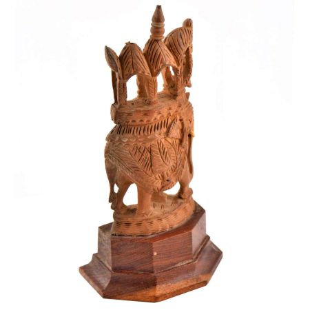Handcarved Wooden Art Sculpture Maharaja ElephantÂ 