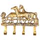 Vintage Brass Horse Hanging Four Key Ring Hook
