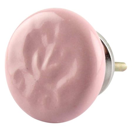 Ceramic Flat Cabinet Knob in Pink Flower