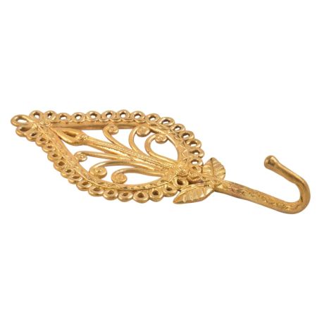 Enrgaved Brass  Leaf Design Hook