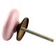Ceramic Flat Cabinet Knob in Pink Flower