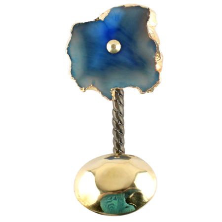 Slate Blue Agate Stone Wall Hook in Antique Fitting