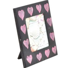 Handpainted Pink Hearts Photo Frame