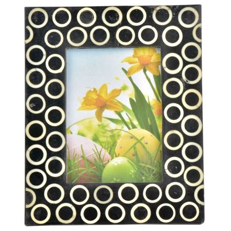 Handmade Black and White Designer Bone Inlay Photo Frame