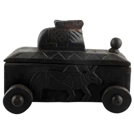 Old Spice Hand Carved Nandi Wooden Box Spice Storage Box