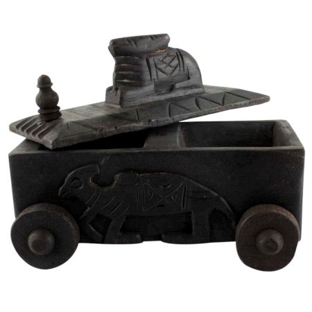 Old Nandi Wooden Box Indian Handicraft