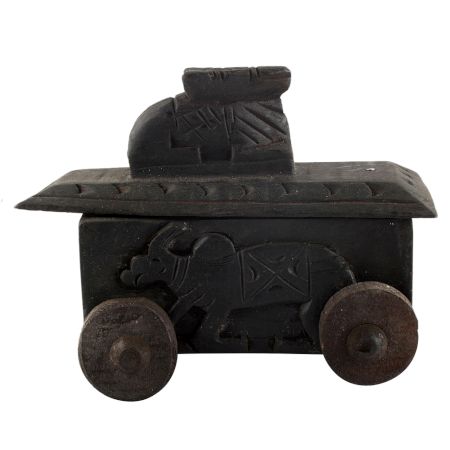 Handcrafted Old Nandi Wooden Box For Storage Spice Box