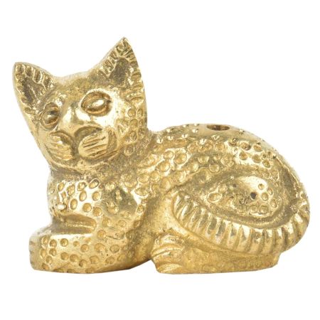 Brass Sitting Cat Incense Stick Holder