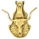 Golden Bull Head Knocker With Horns On An Engaved Base Plate