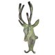 Brass Deer Head with Two Hooks And Green Patina