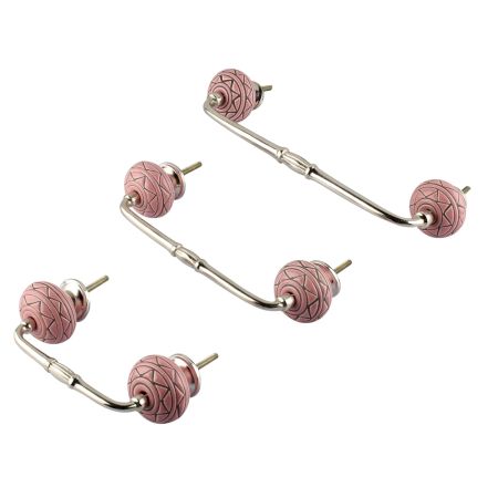 Pink Pattern Etched Ceramic Bridge Handle