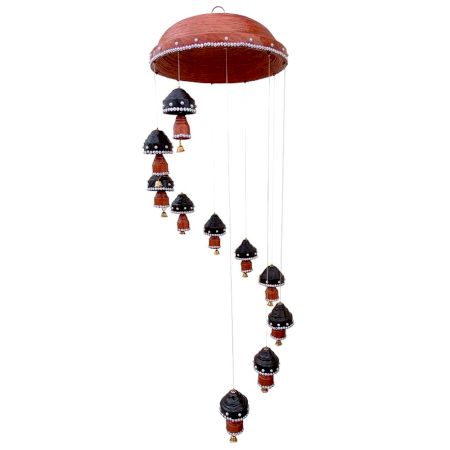 Wind Chime 10 Top 10 Double Bells Hanging In Black With Copper