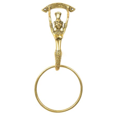 Golden Brass Lady Door Knocker With Ring
