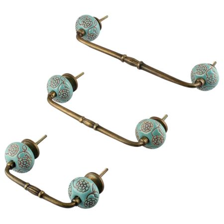 Brown Marigold Ceramic Floral Bridge Handle