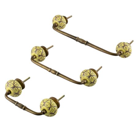 Yellow Etched Ceramic Bridge Handle