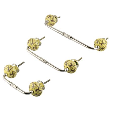 Yellow Etched Ceramic Bridge Handle