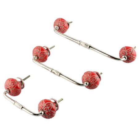 Red Amarylis Ceramic Bridge Handle