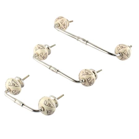 Cream Calla Lily Brown Etched Ceramic Bridge Handle