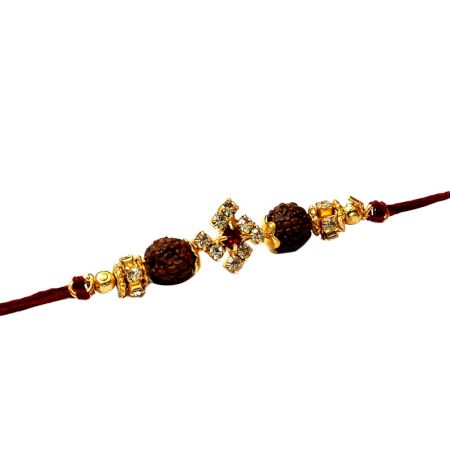 Diamond Swastik with Rudraksha Rakhi
