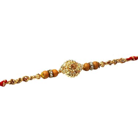 Exclusive Diamond Rakhi with Sandalwood Beads