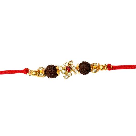 Auspicious Diamond Swastik Rakhi with Rudraksh