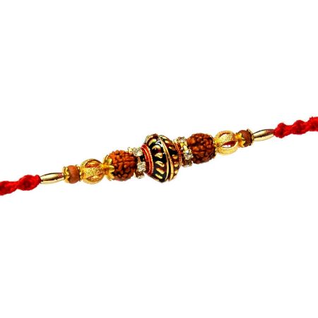Traditional Meenakari Rakhi with Rudraksh