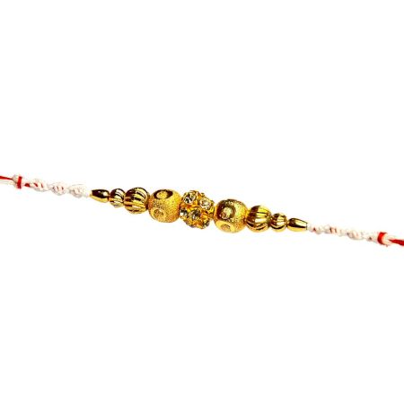 Desinger Golden Beads Rakhi with Diamonds