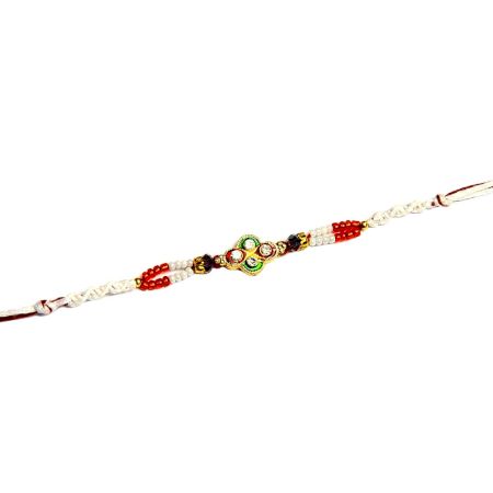 Traditional Meenakari with Pearls Rakhi