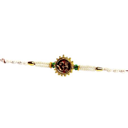 Meenakari OM Rakhi with Pearls
