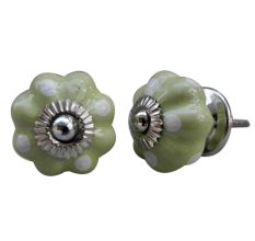 Light Lime White Polka Dresser Knob