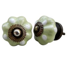 Light Lime White Polka Dresser Knob